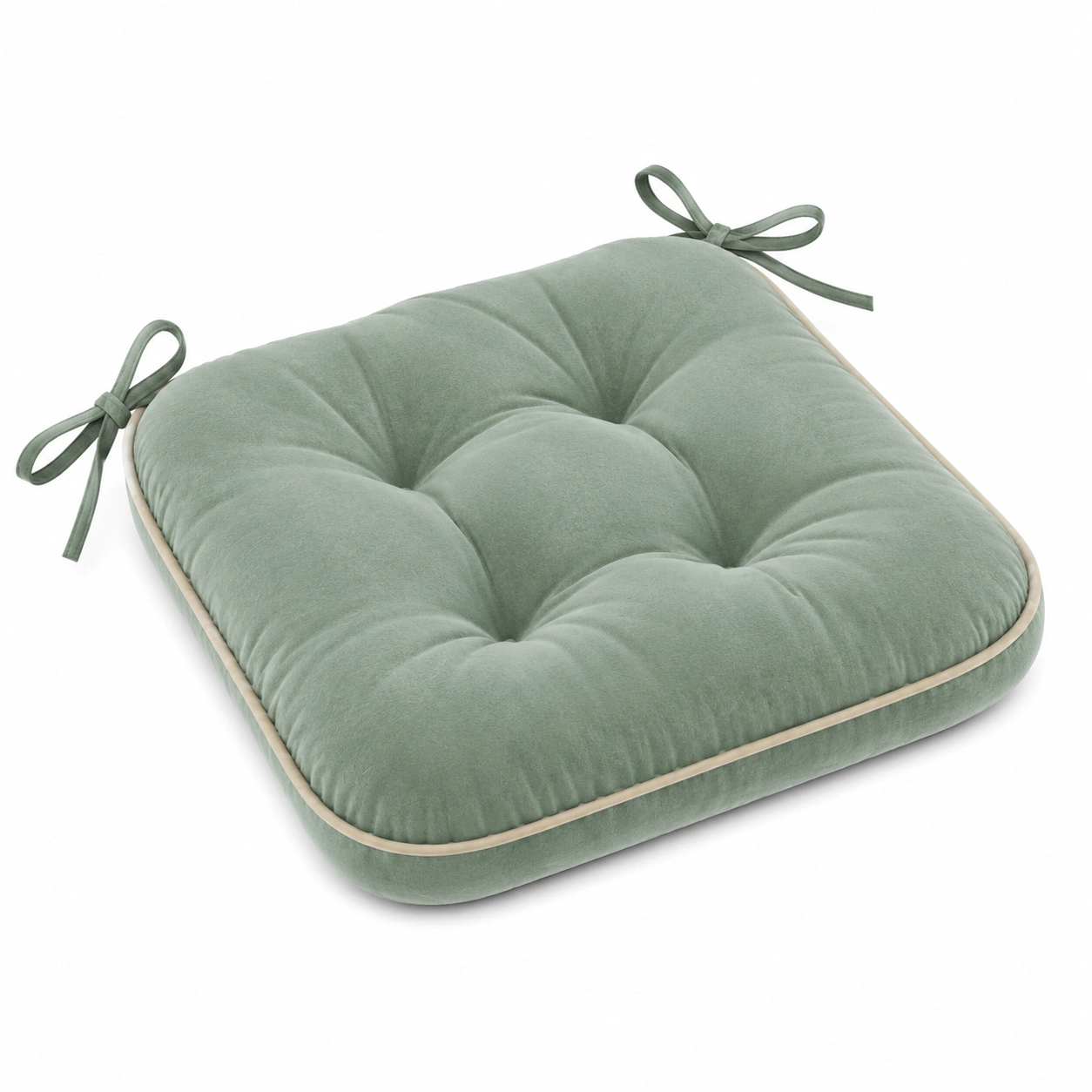Cuscino Quadrato Verde Salvia con Fiocchi Decorativi 40x40 cm-klemv orik