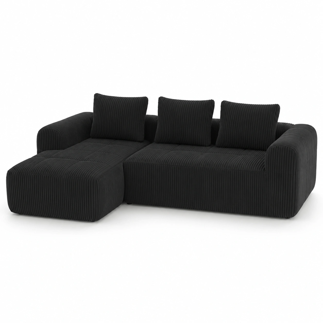 Sofa modular de pana color negro-OakVistaFurniture