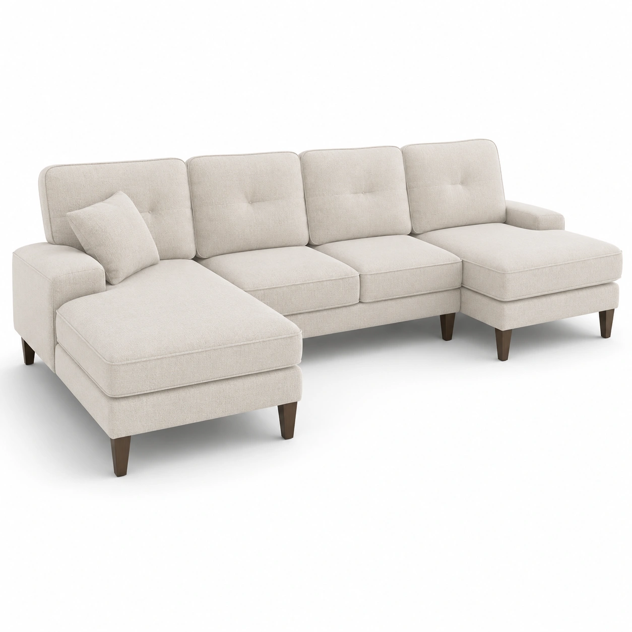 Sofa rinconero de cuatro plazas color marfil-OakVistaFurniture