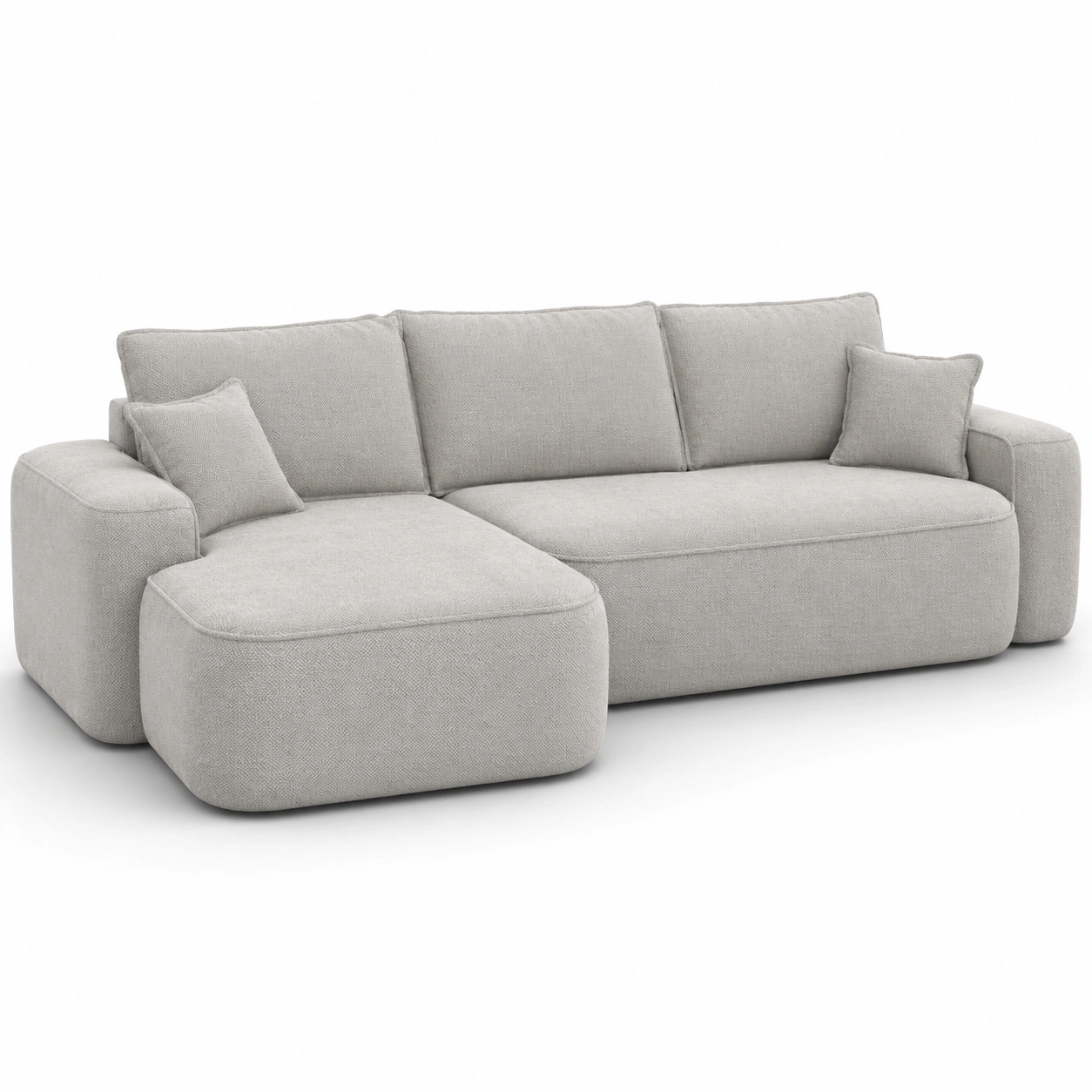 Sofa en L color gris claro-OakVistaFurniture
