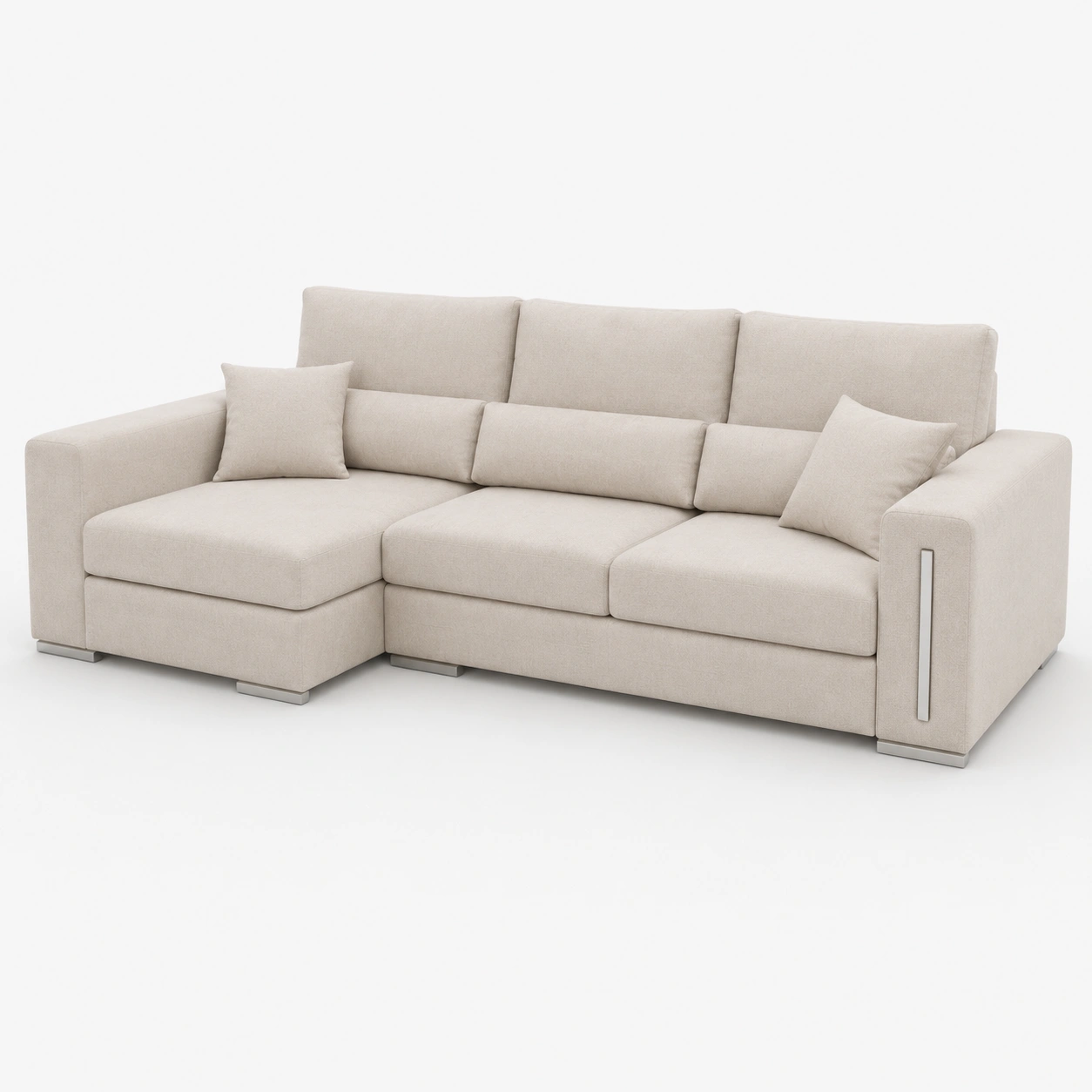 Sofa en L color beige-OakVistaFurniture