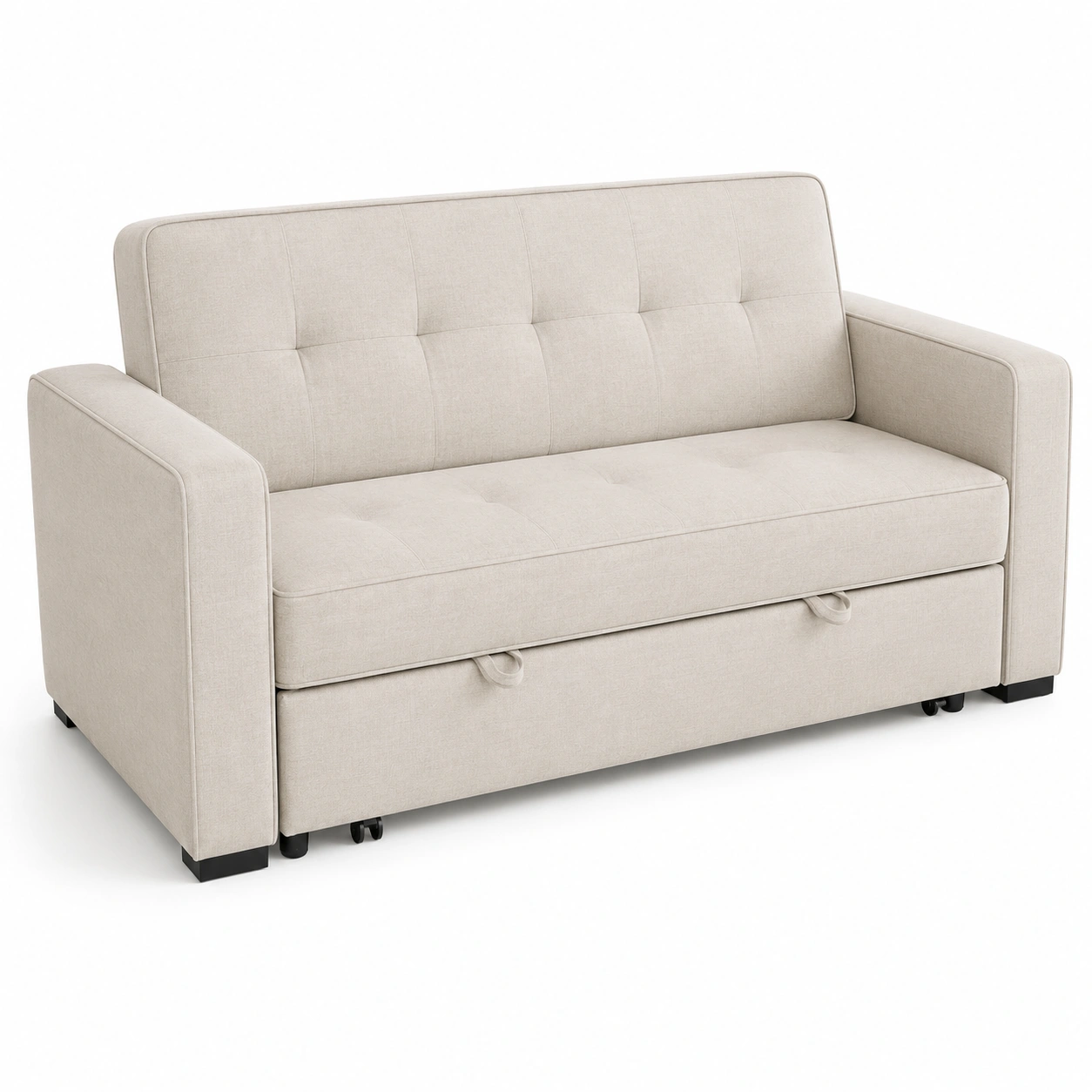 Sofa cama con almacenamiento color beige-OakVistaFurniture