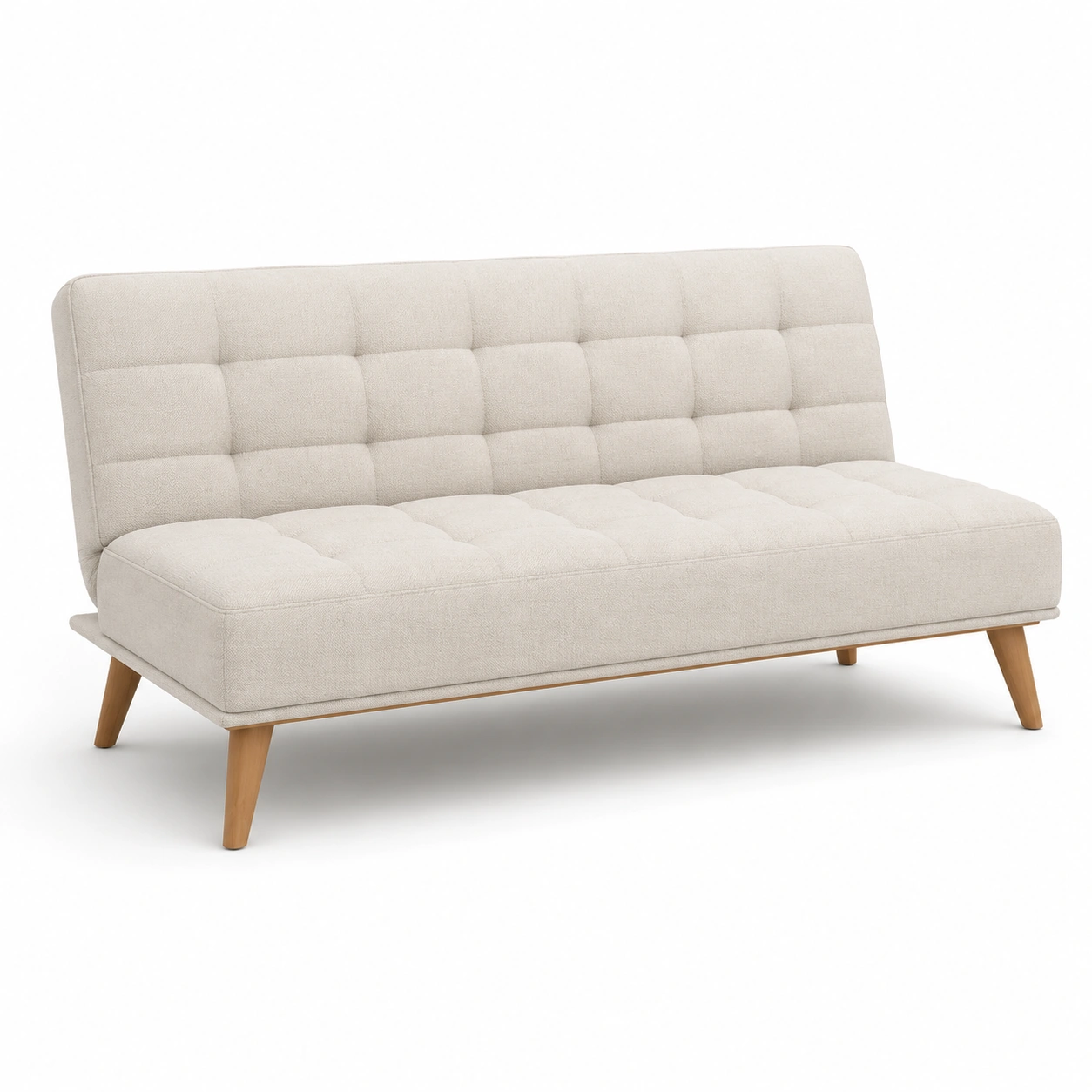 Sofa cama tapizado acolchado color marfil-OakVistaFurniture