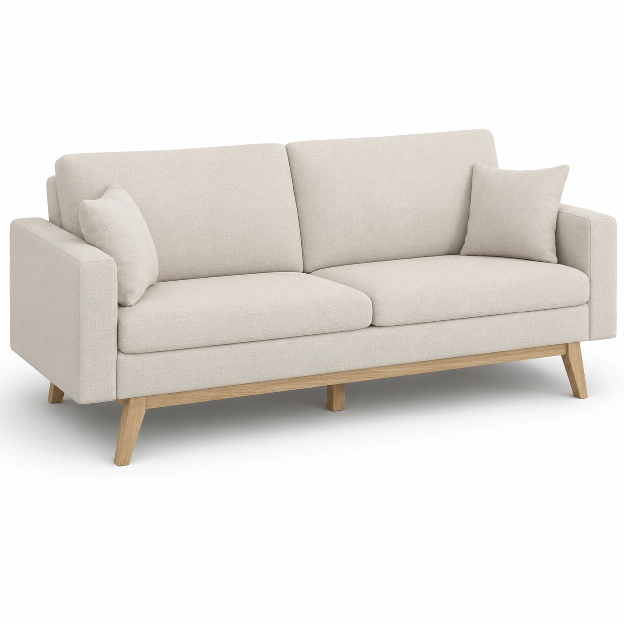 Sofa tapizado de dos plazas color marfil-OakVistaFurniture