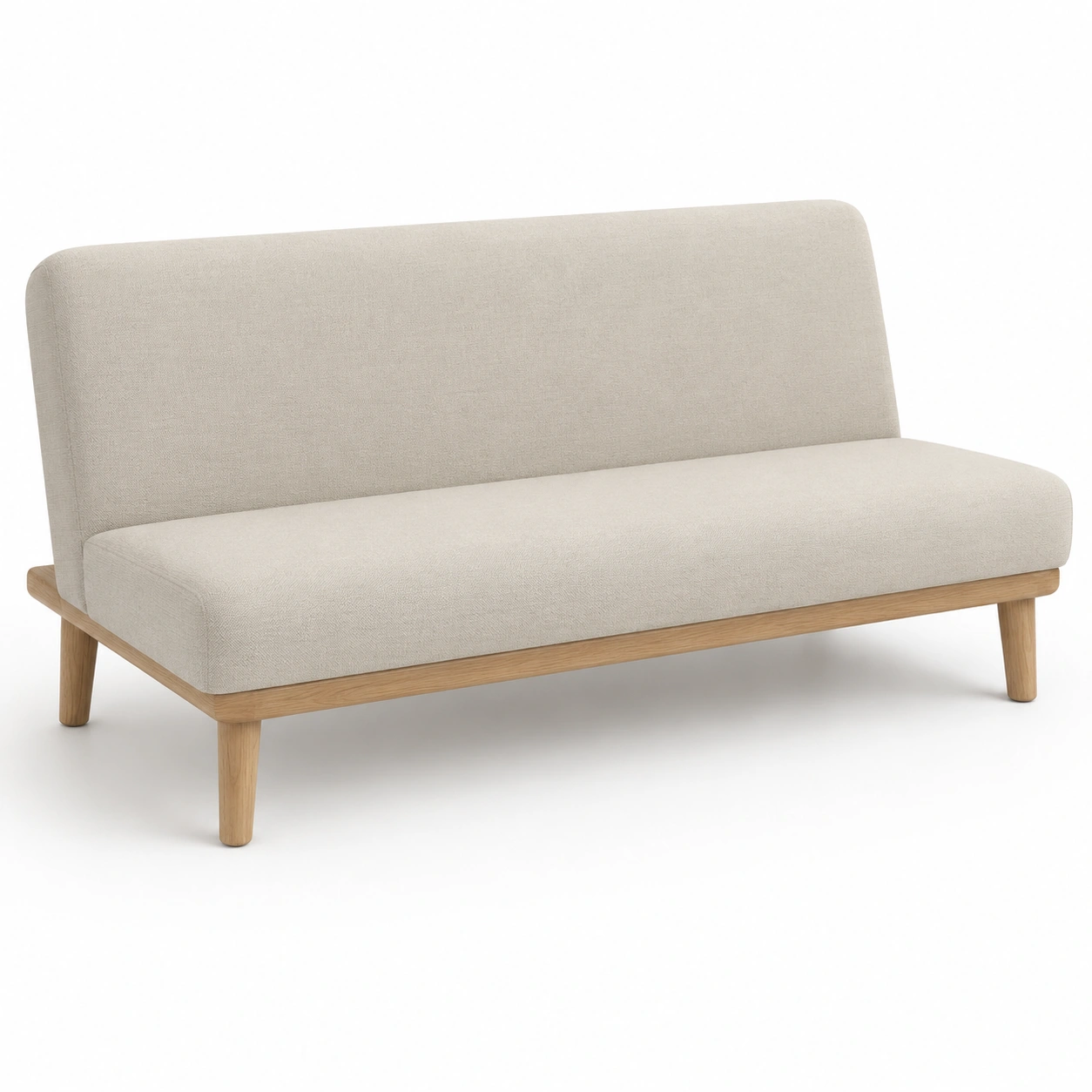 Sofa tapizado minimalista color marfil-OakVistaFurniture