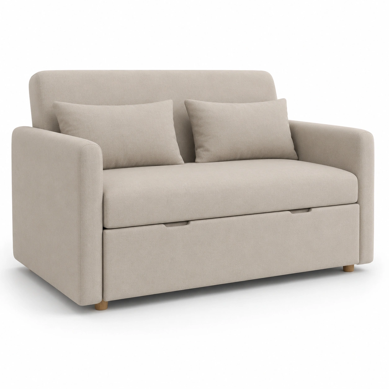 Sofa cama beige para 2 plazas-OakVistaFurniture