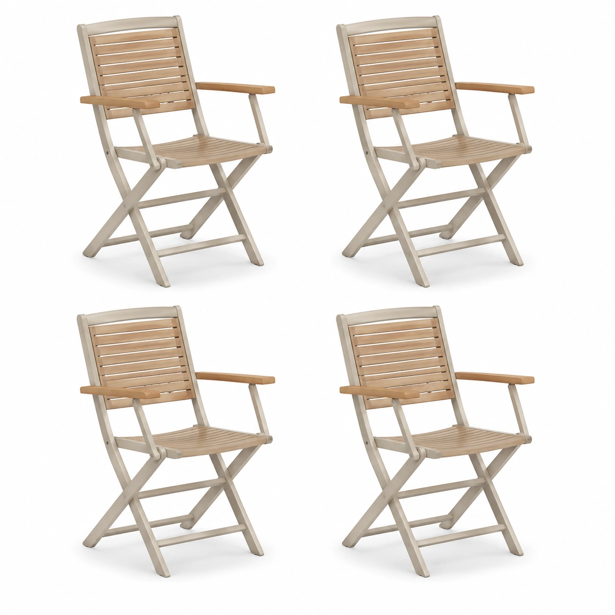 Juego de 4 sillas de comedor plegables-OakVistaFurniture