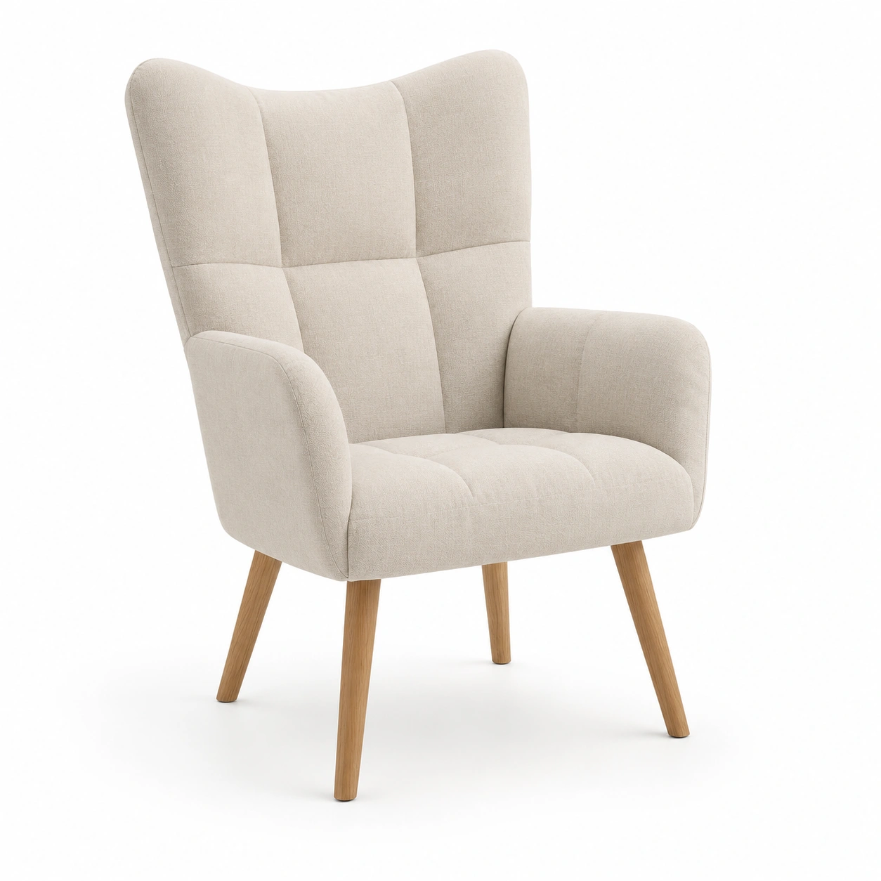 Sillon de ocio con reposabrazos y respaldo alto color beige-OakVistaFurniture
