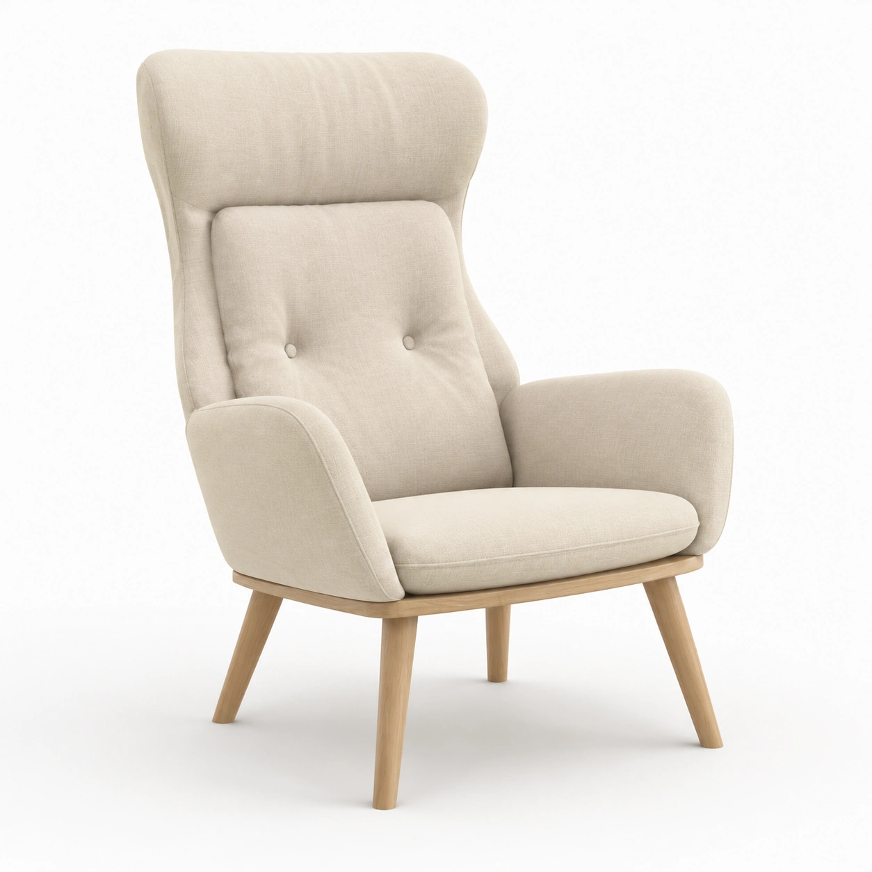 Silla de ocio de respaldo alto color marfil-OakVistaFurniture