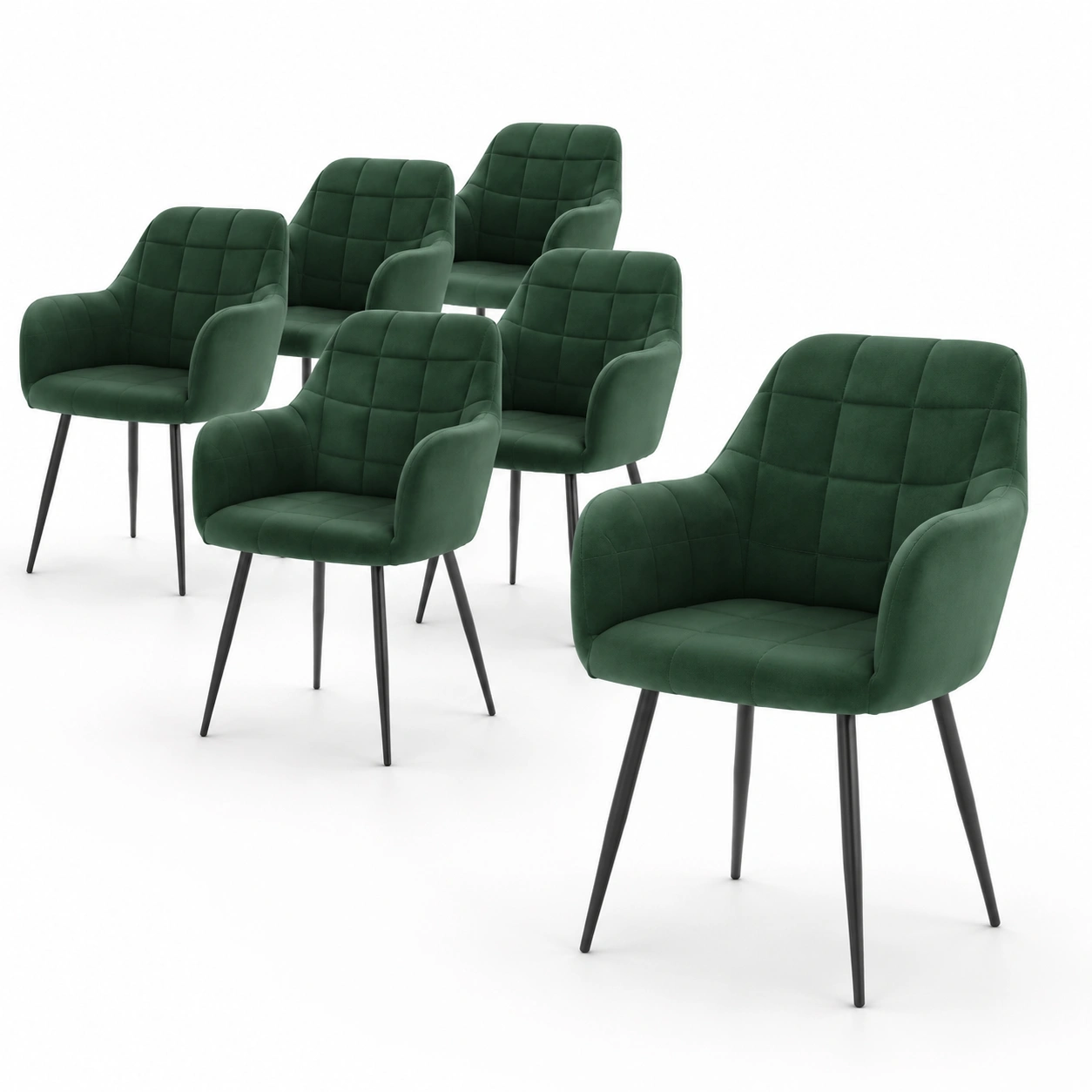 Juego de 5 sillas de comedor verdes-OakVistaFurniture