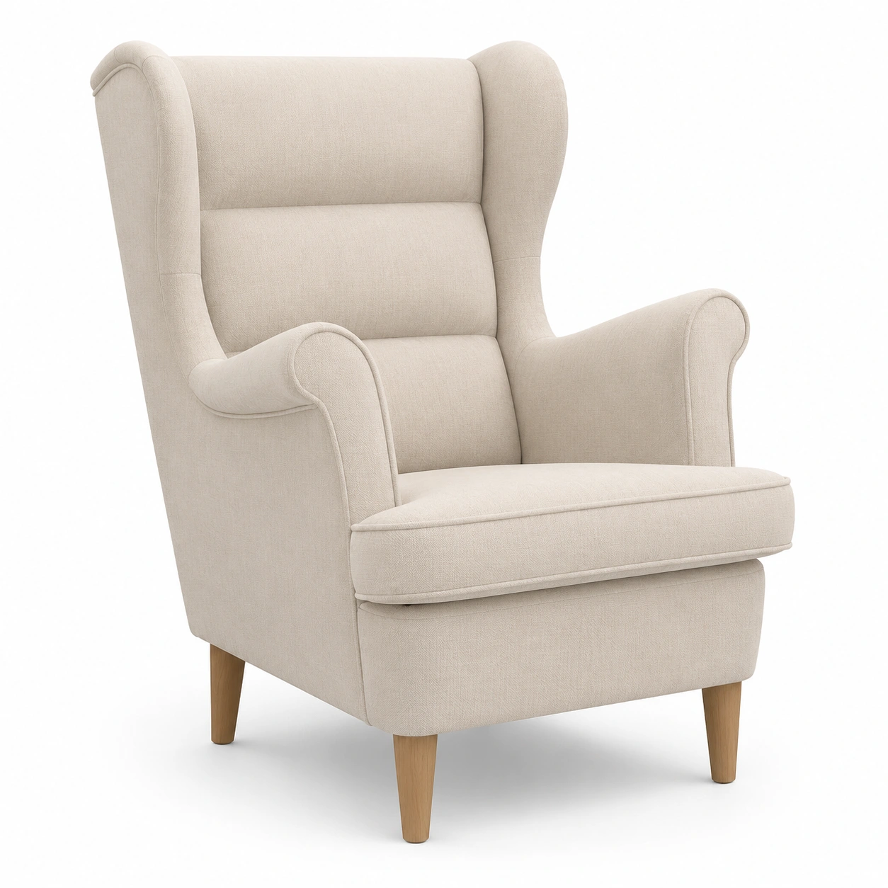 Sillon con reposabrazos y respaldo alto color marfil-OakVistaFurniture