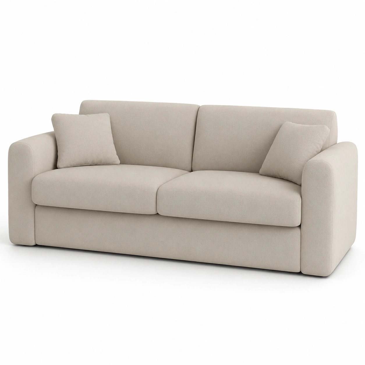 Sofa tapizado de tela blanco marfil para 2 plazas-OakVistaFurniture