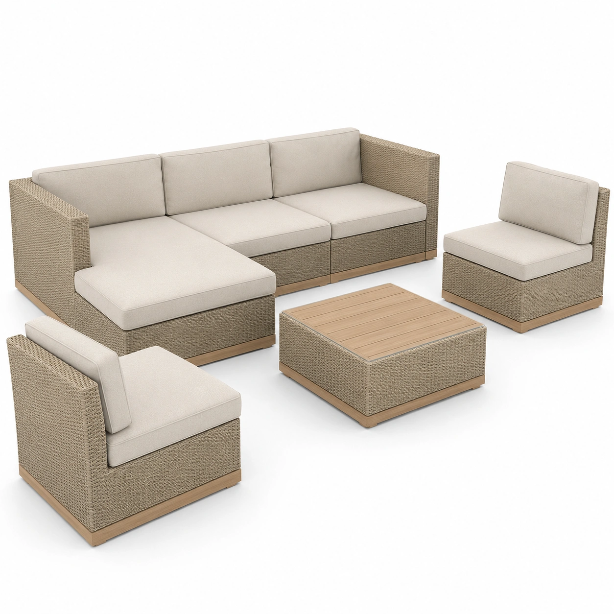Conjunto de sofa de ratan para exterior-OakVistaFurniture