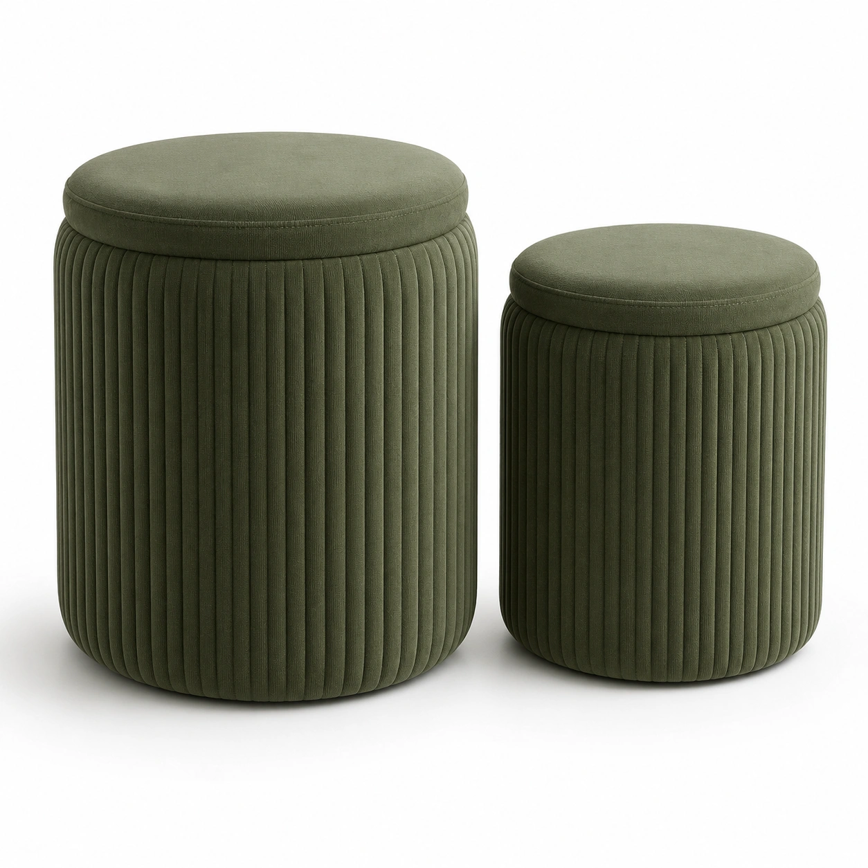 Conjunto de pufs redondos verdes-OakVistaFurniture