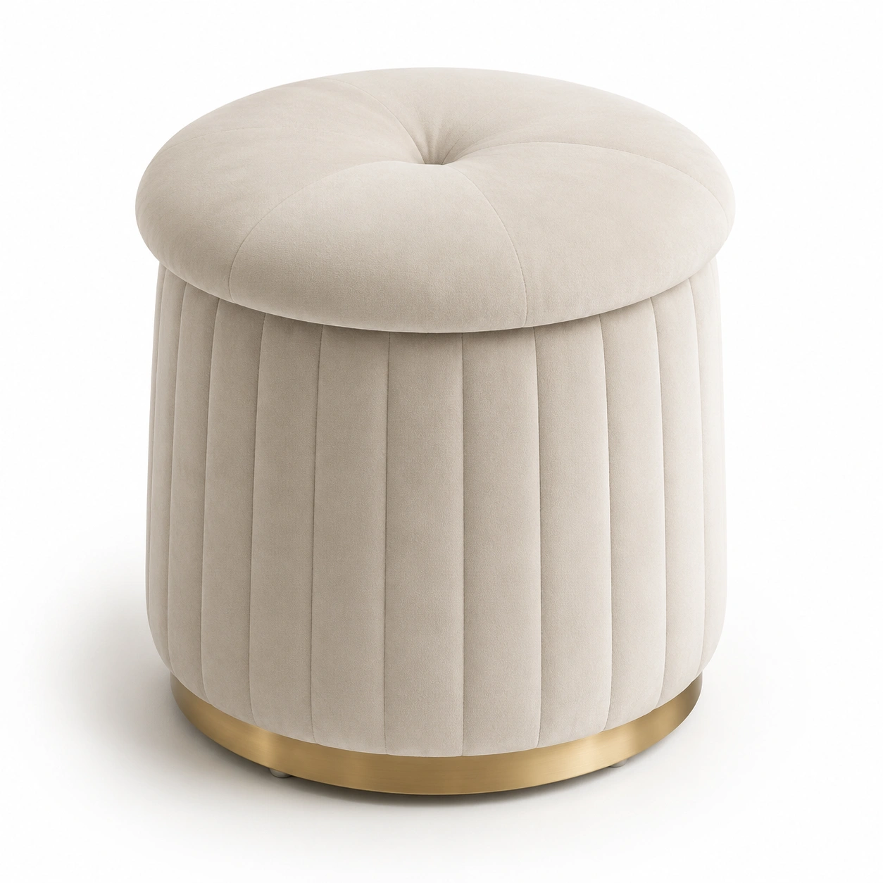 Puf redondo beige-OakVistaFurniture