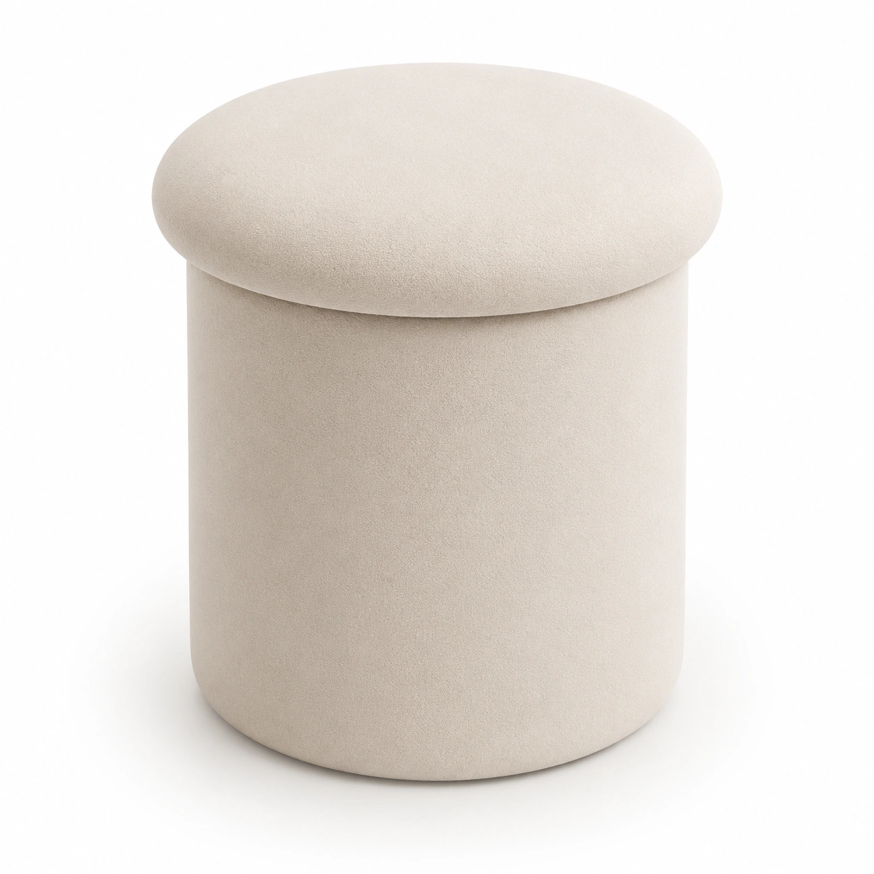 Puf redondo blanco marfil-OakVistaFurniture