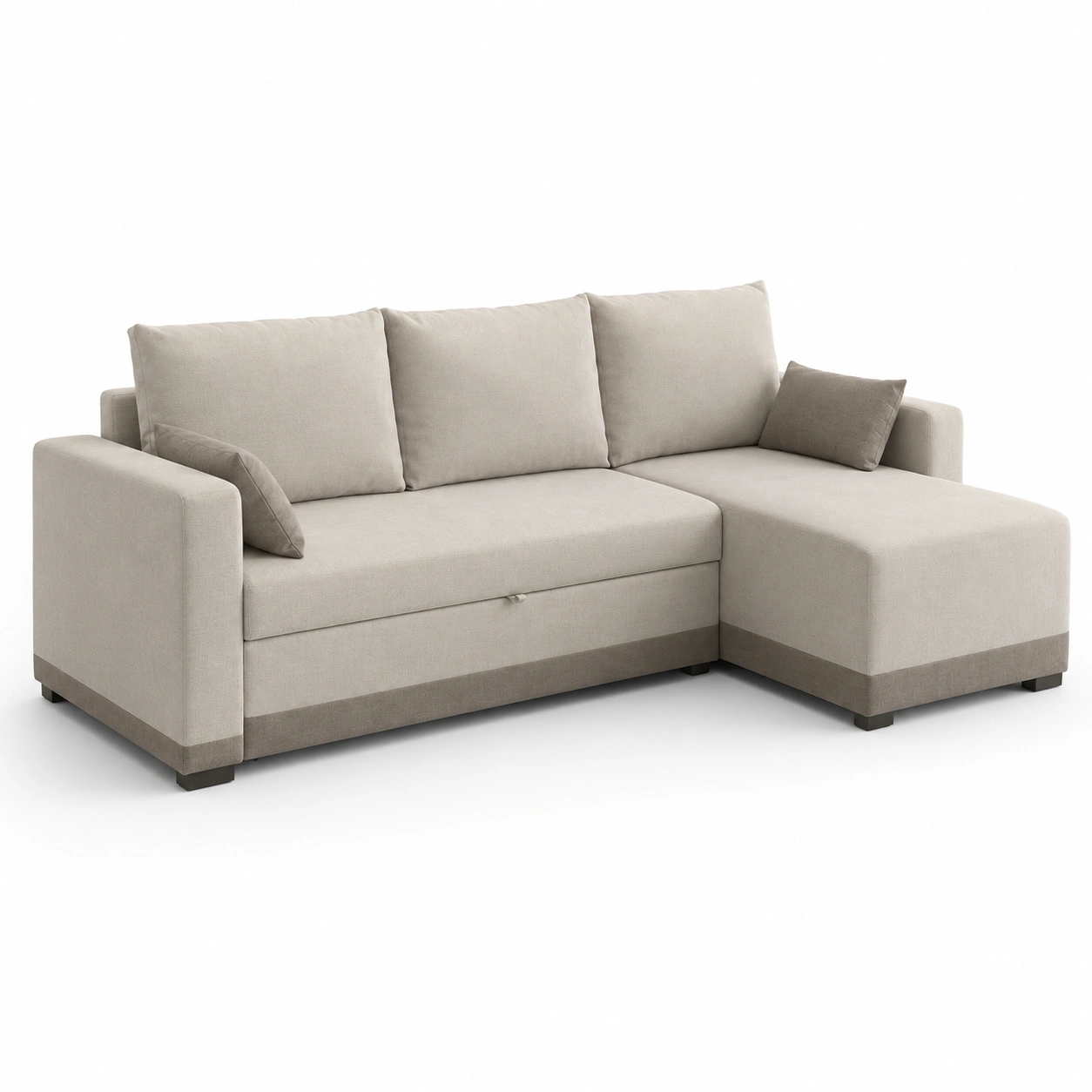 Sofa rinconera con chaise longue blanco marfil-OakVistaFurniture