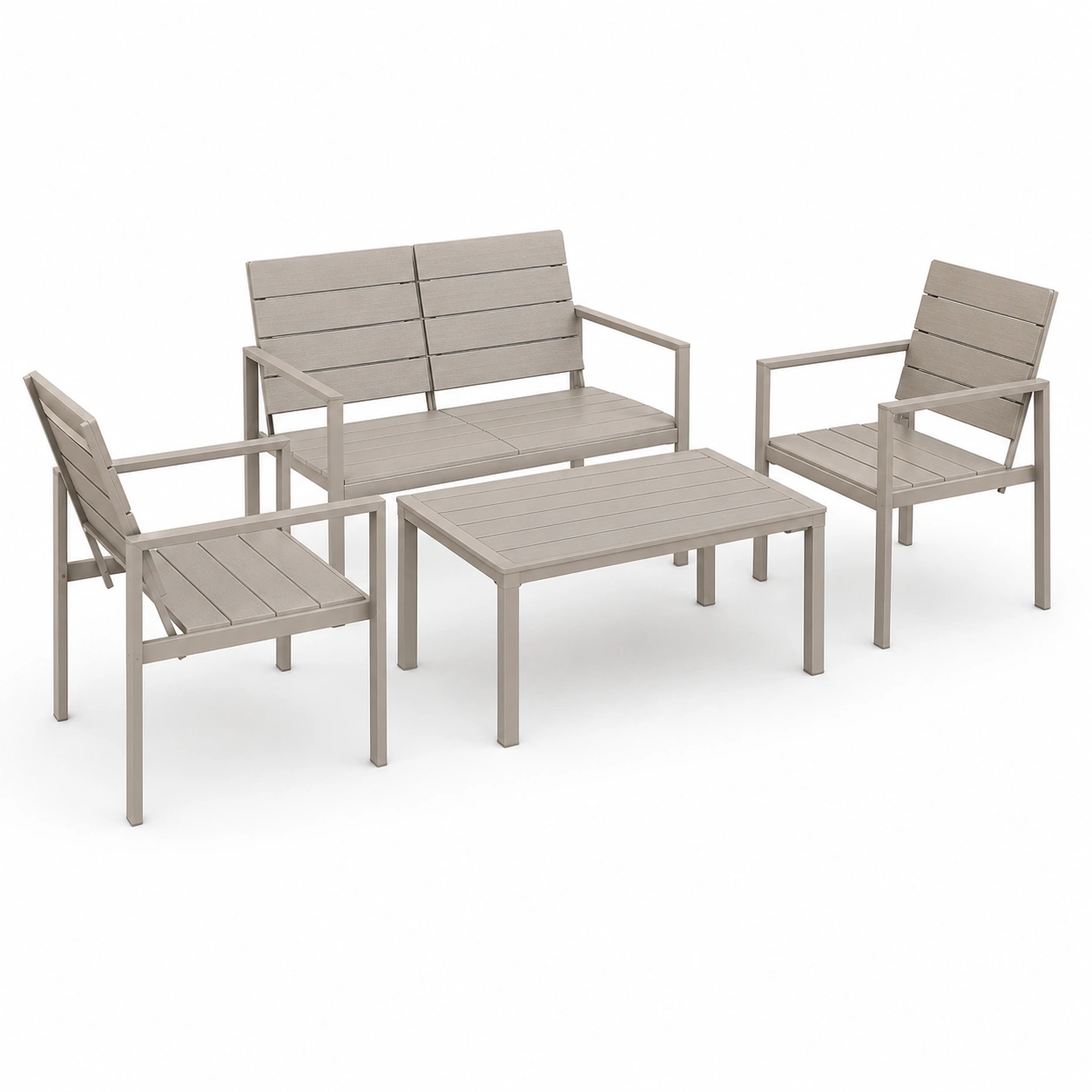 Conjunto de mesa y sillas exterior de 4 piezas gris-OakVistaFurniture