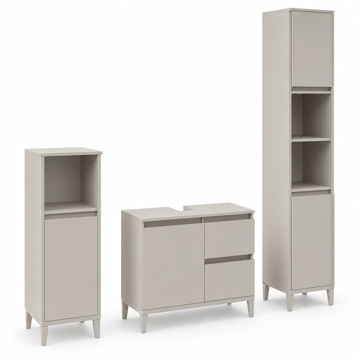 Conjunto de almacenaje para bano beige-OakVistaFurniture