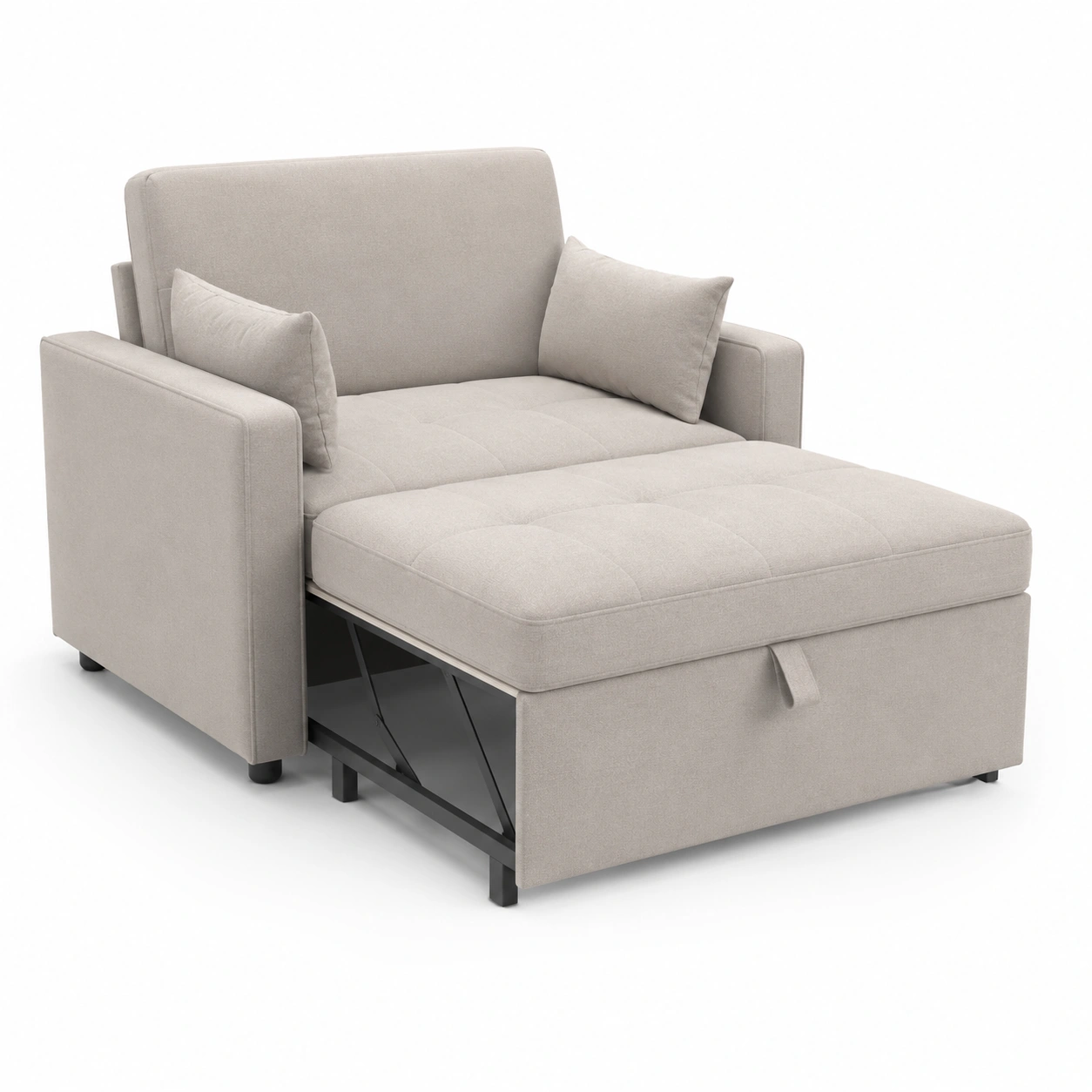Sofa cama individual blanco marfil-OakVistaFurniture
