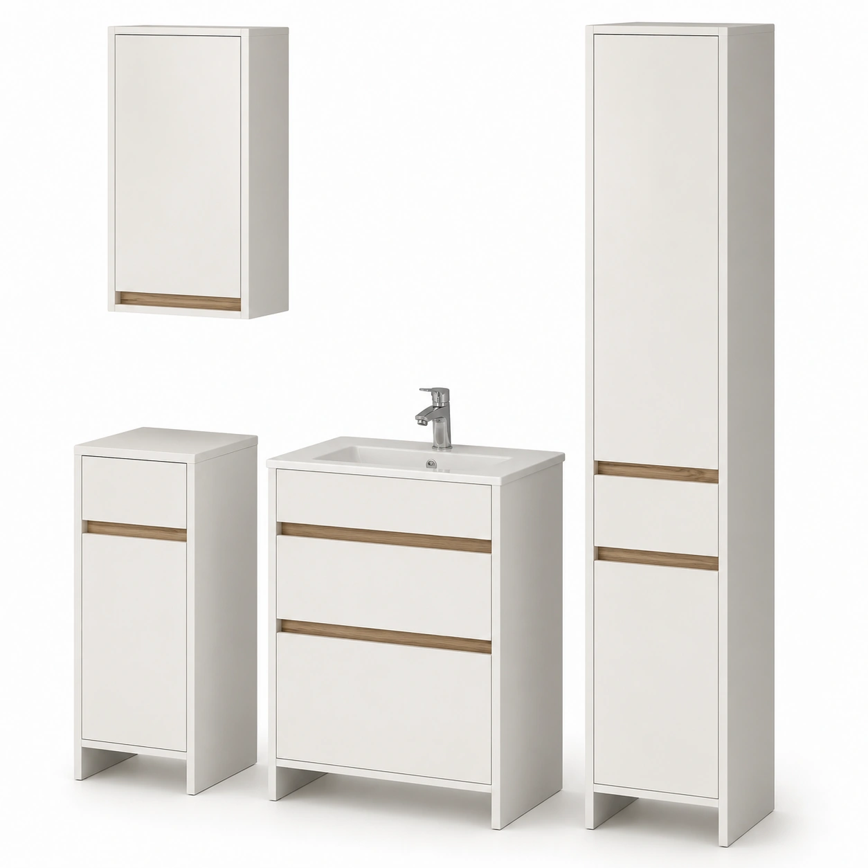 Juego de mueble de bano blanco-OakVistaFurniture