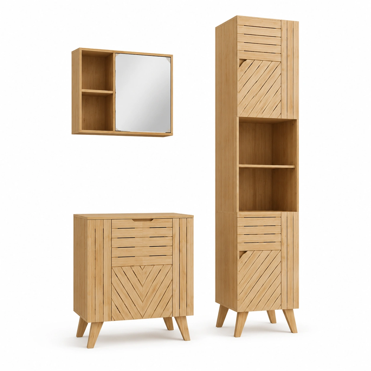 Juego de mueble de bano de madera-OakVistaFurniture