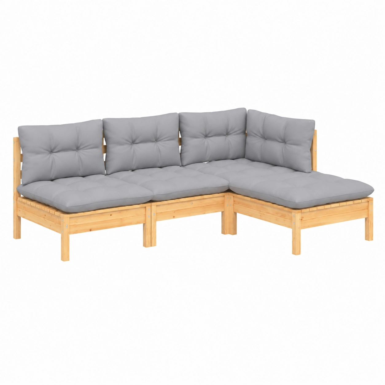 Ensemble de Salon de Jardin 4 pièces avec Coussins Gris-Elmnord