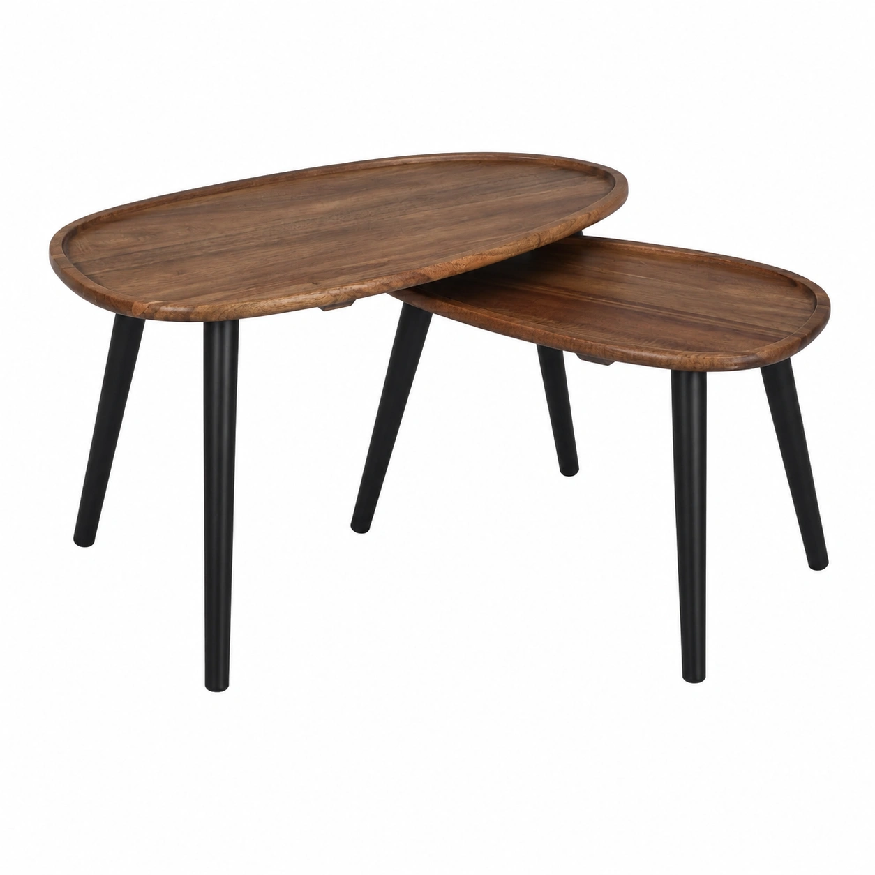 Tables gigognes en bois d'acacia noir et marron-Elmnord