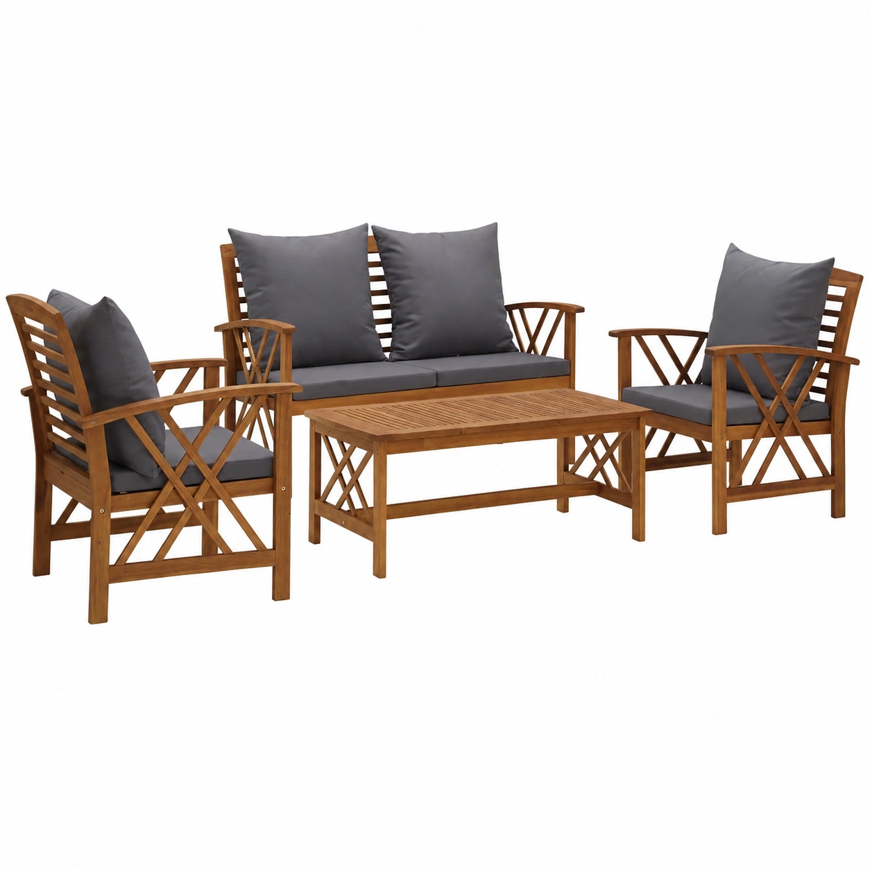 Ensemble de Jardin en Bois avec Coussins pour Terrasse-Elmnord