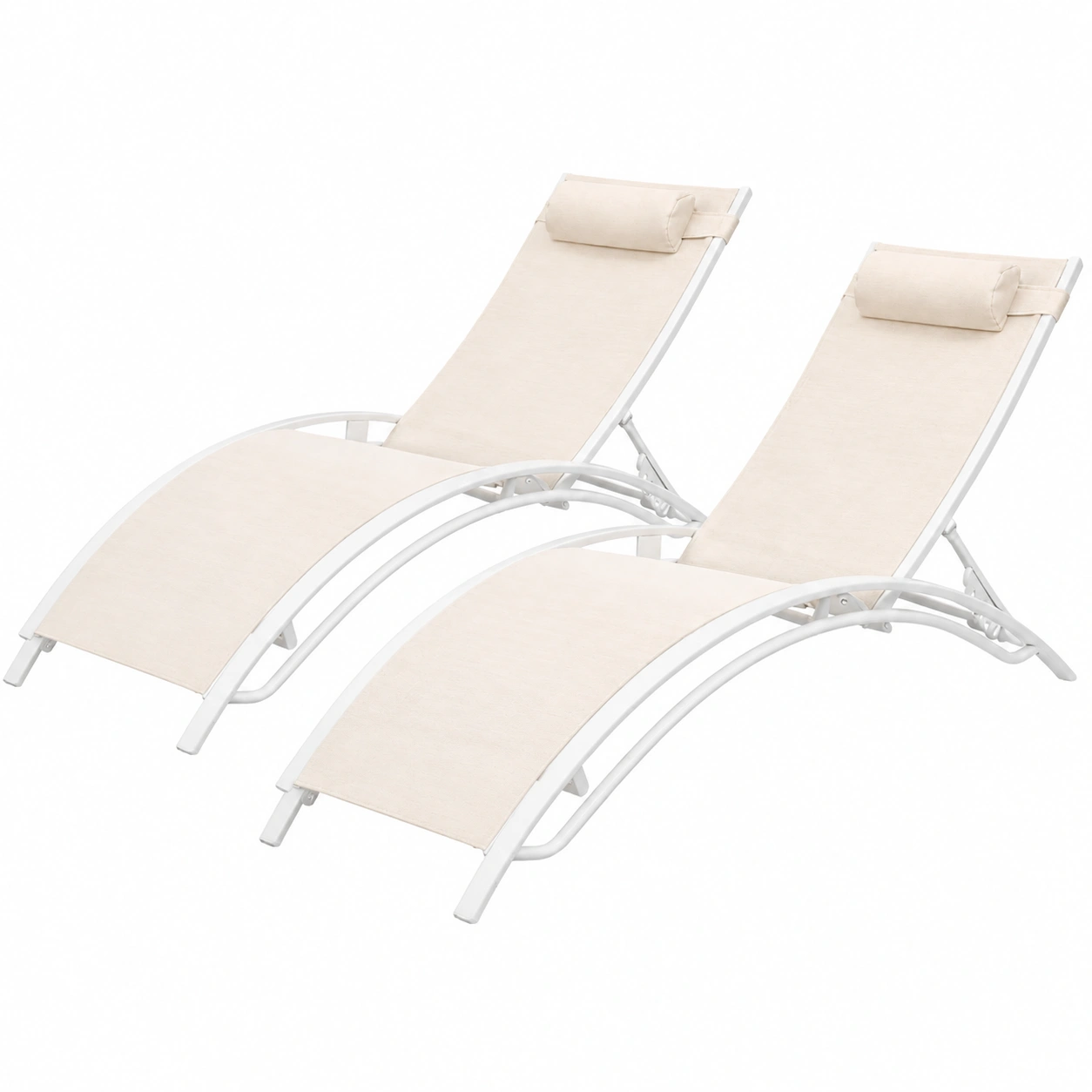 Lot de Chaises Longues en Acier Blanc, Design Épuré, Confort Quotidien-Elmnord