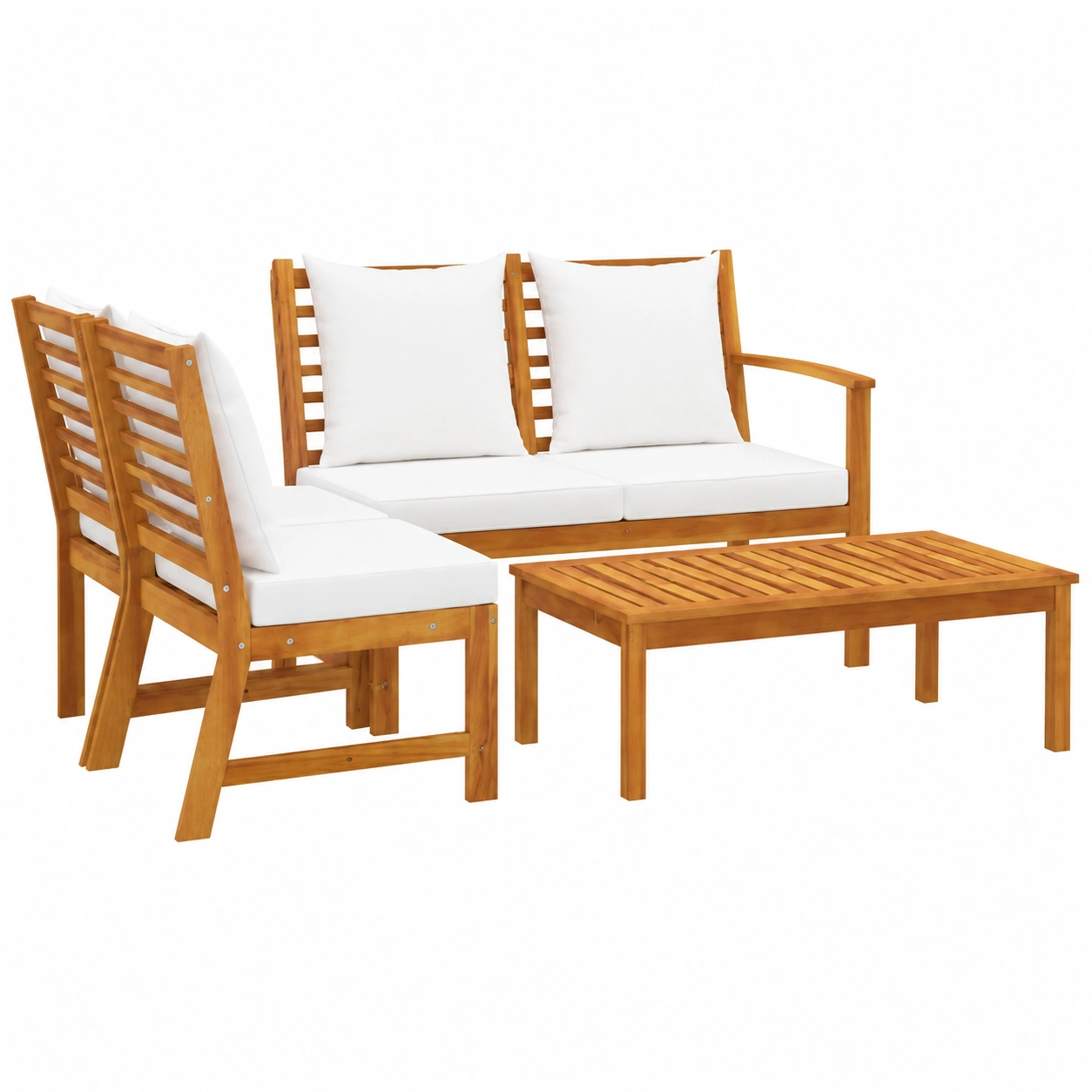 Ensemble de Salon de Jardin 4 Pièces avec Coussins en Bois d'Acacia-Elmnord