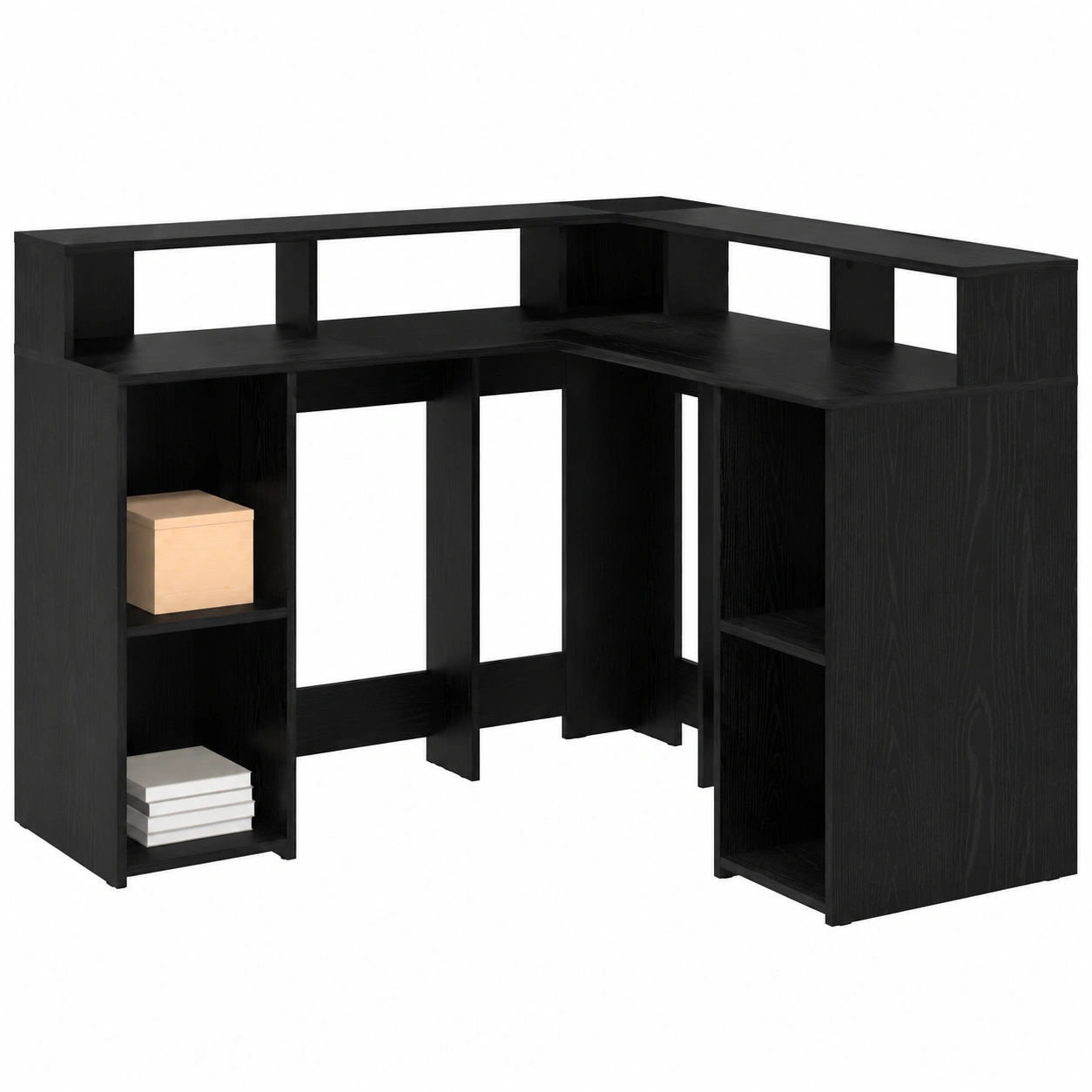 Bureau d'angle moderne en bois noir-Elmnord