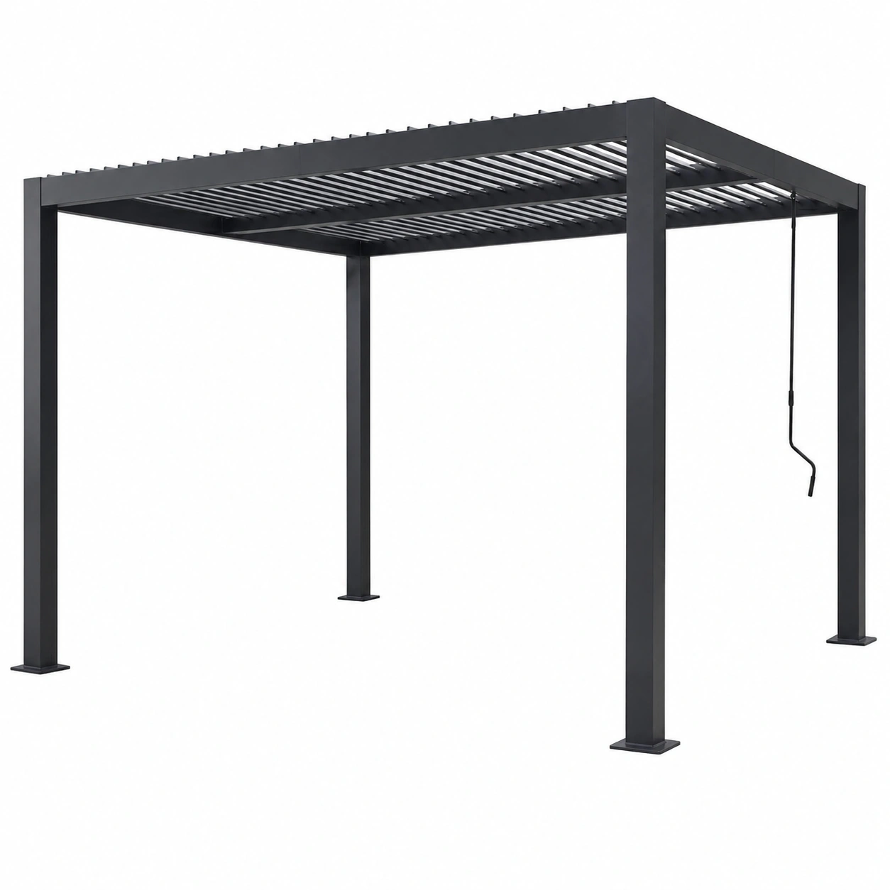 Pergola Bioclimatique Noire 4x3m en Aluminium avec Lames Orientables-Elmnord