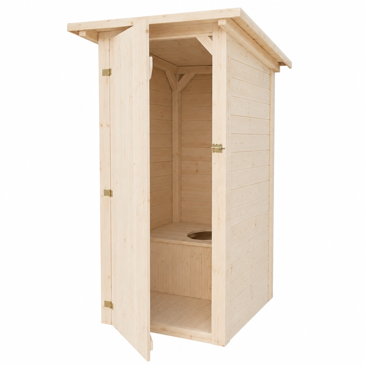 Toilettes sèches extérieures en bois avec siège et seau-Elmnord
