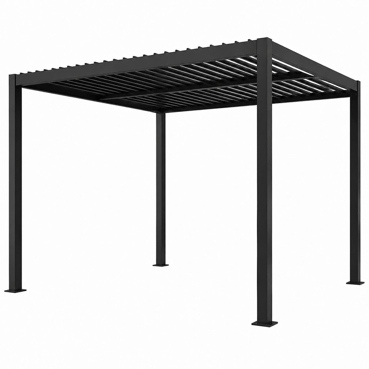 Pergola aluminium noire 300 cm, design contemporain et fonctionnel-Elmnord