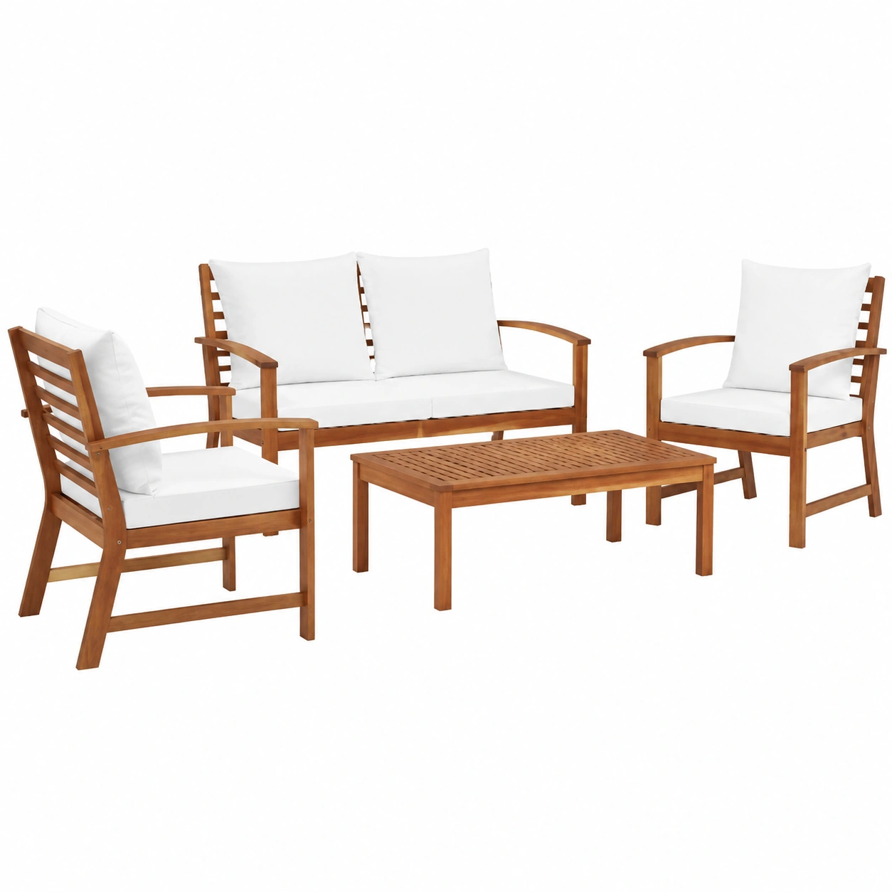 Ensemble de Jardin en Bois d'Acacia avec Coussins-Elmnord