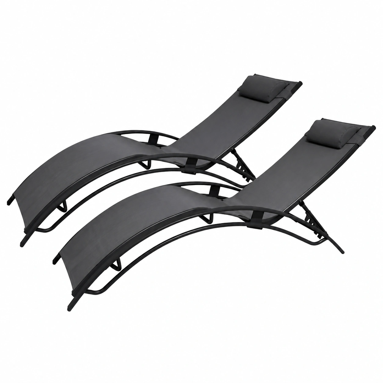 Chaise Longue en Acier Gris 81 cm - Lot de 2-Elmnord
