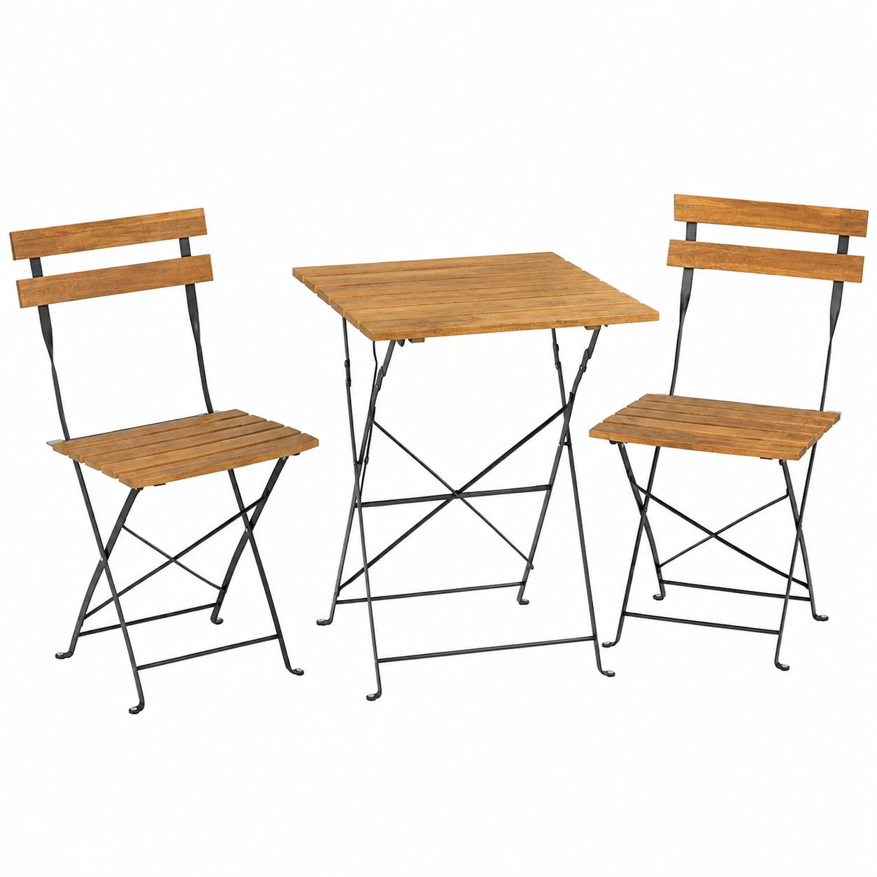 Salon de Jardin 3 Pièces avec Table en Bois et Chaises Pliantes-Elmnord