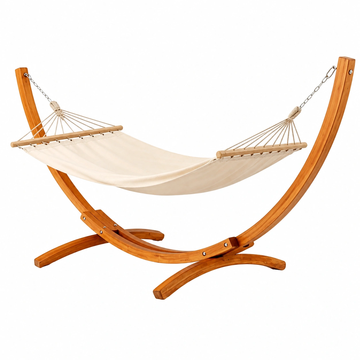 Hamac de Jardin avec Support Bois, Ajustable, 200 kg-Elmnord