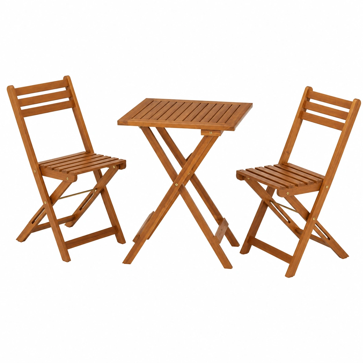 Set de Mobilier de Balcon en Bois 3 Pièces pour 2 Personnes, Pliable-Elmnord