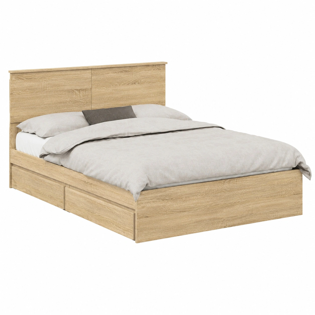 Lit de rangement moderne 140 x 190 cm en bois d'ingénierie-Elmnord