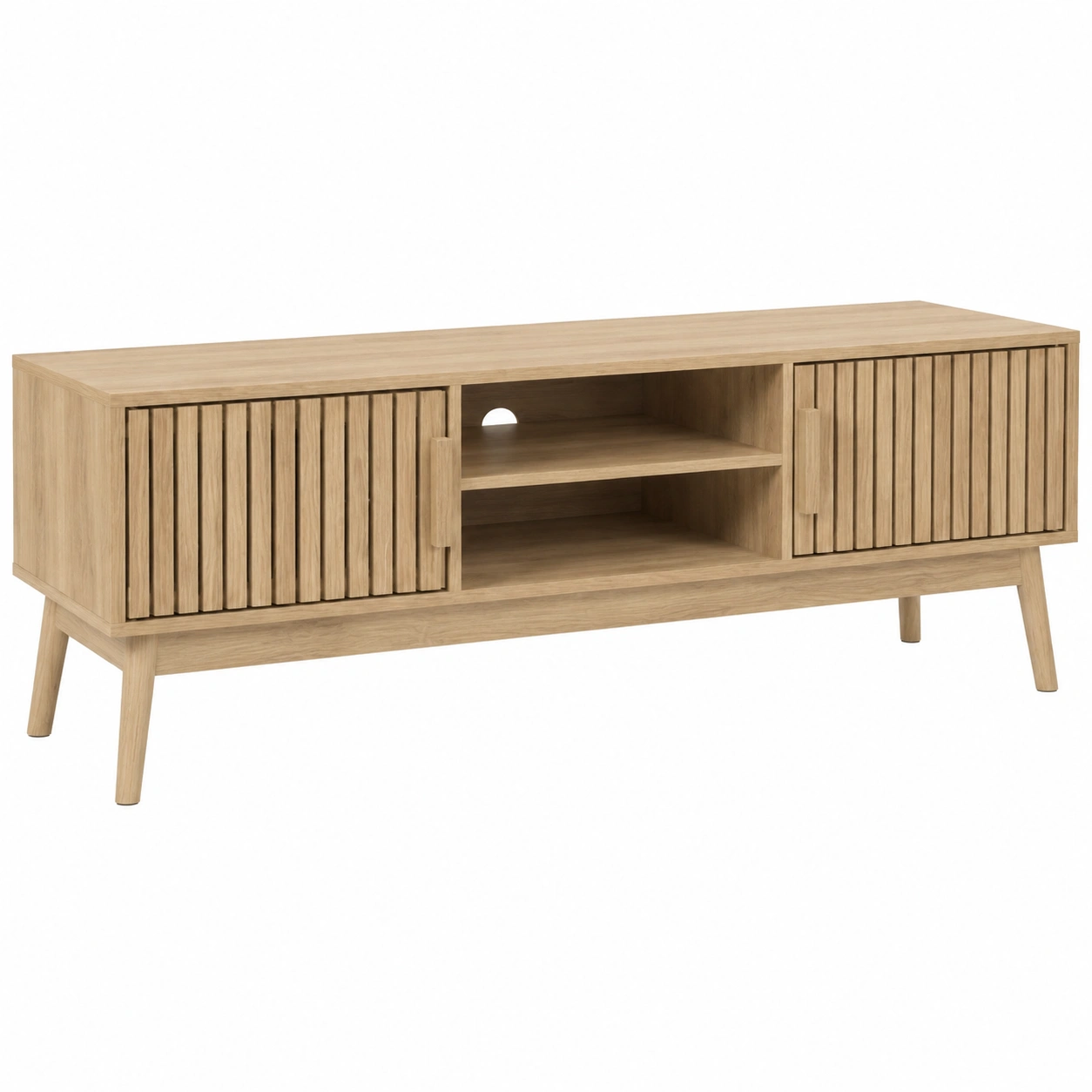 Meuble TV Bas Contemporain en Bois Marron pour Salon-Elmnord