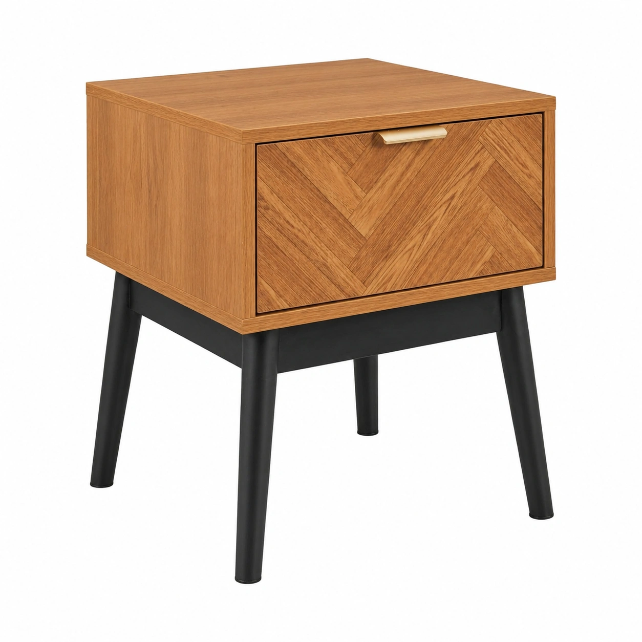 Table de Nuit Contemporaine en Bois Marron Noir 40x50x40 cm-Elmnord