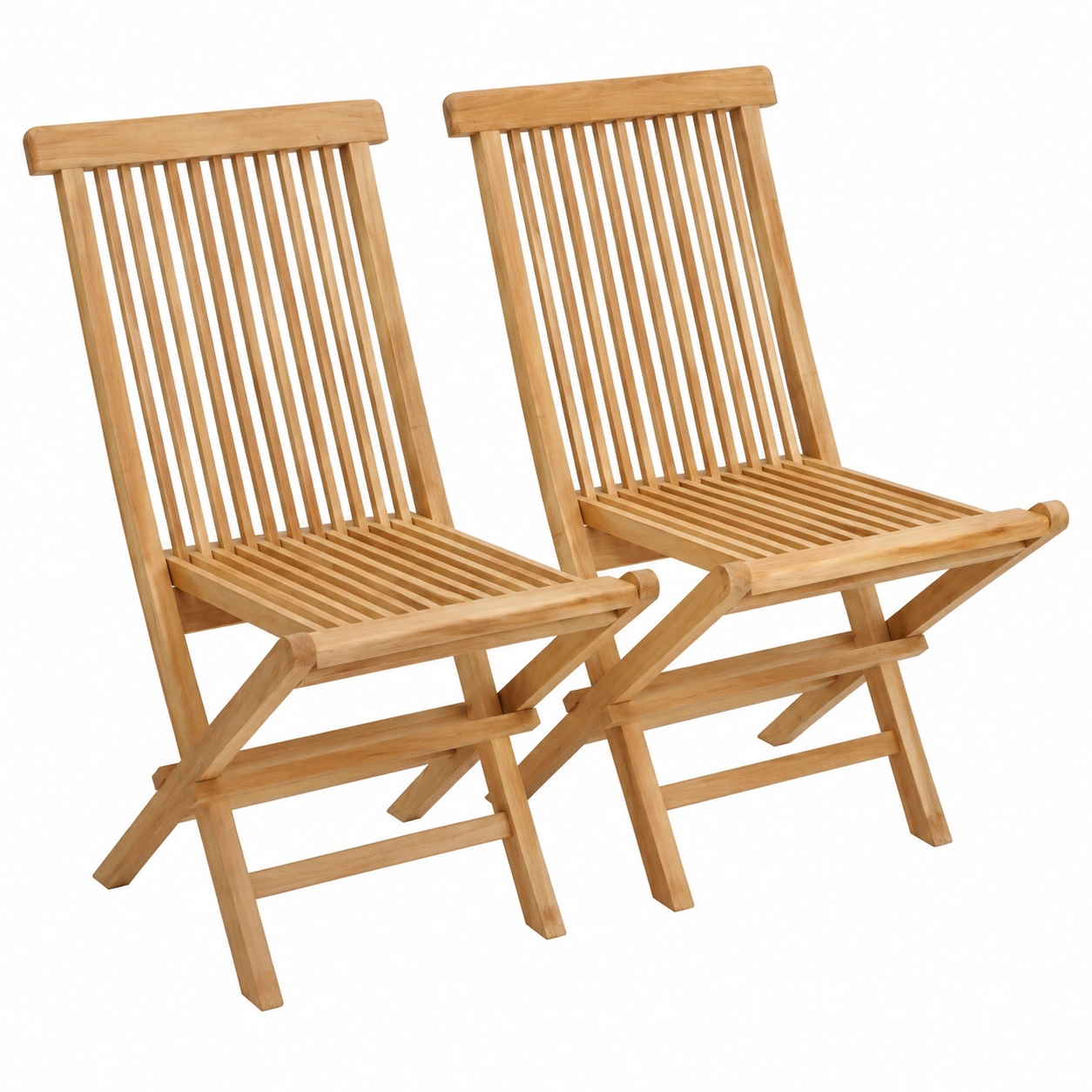 Chaises de Jardin Pliantes en Teck Naturel, Résistantes et Compactes-Elmnord