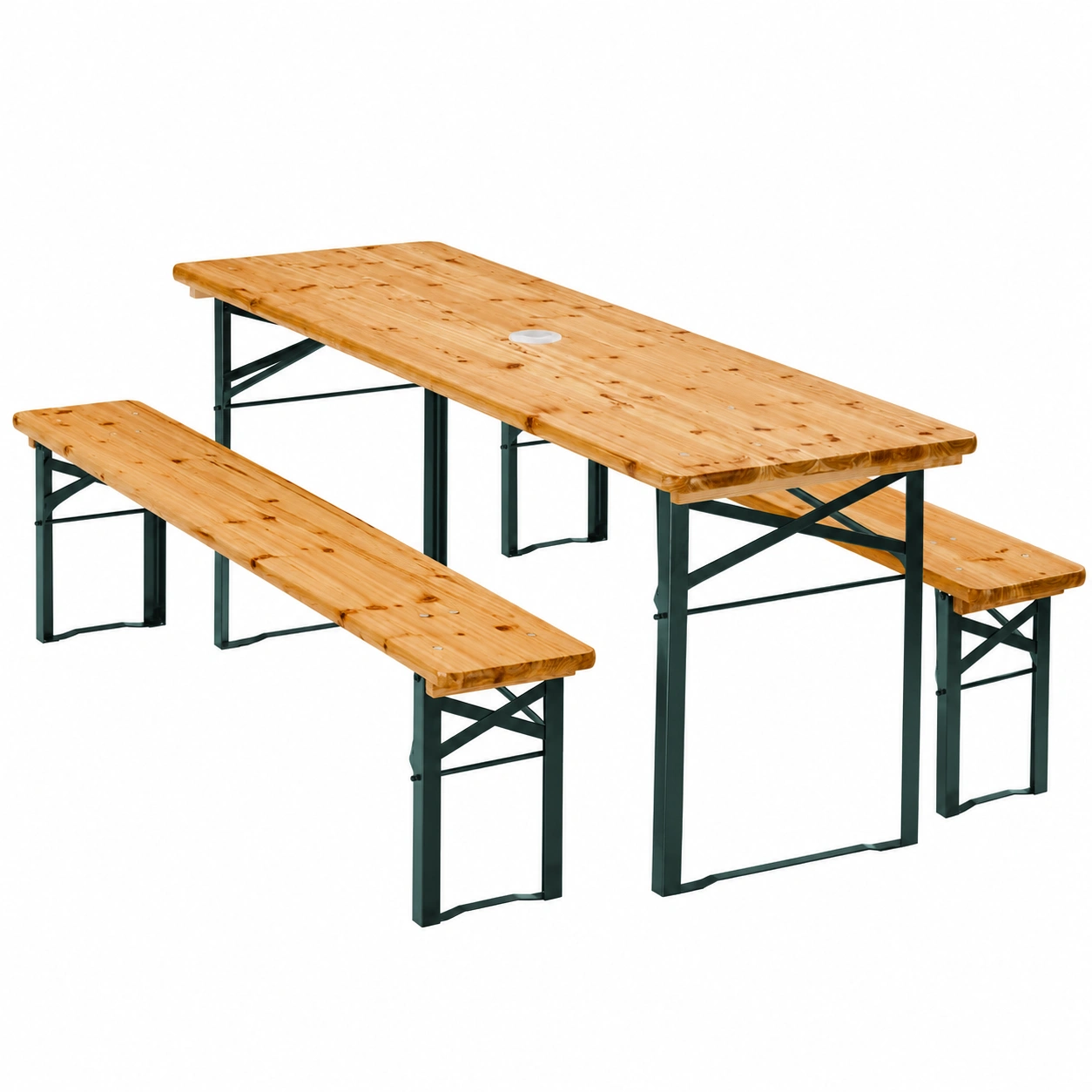 Ensemble de Mobilier de Jardin Pliable 3 Pièces avec Support Parasol-Elmnord