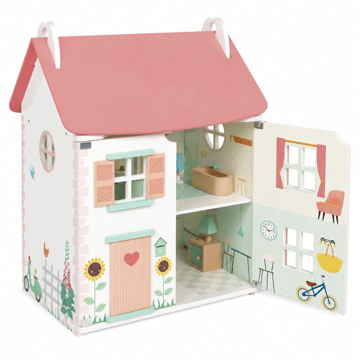 Maison de poupée en bois avec accessoires - Jouet éducatif dès 3 ans-Elmnord