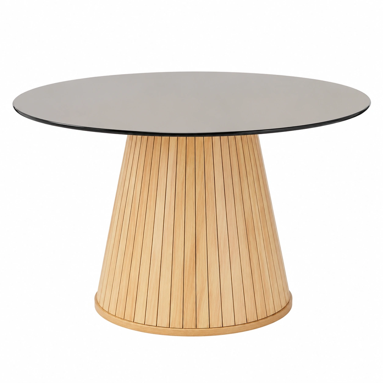 Table basse ronde en verre et bois marron pour salon-Elmnord