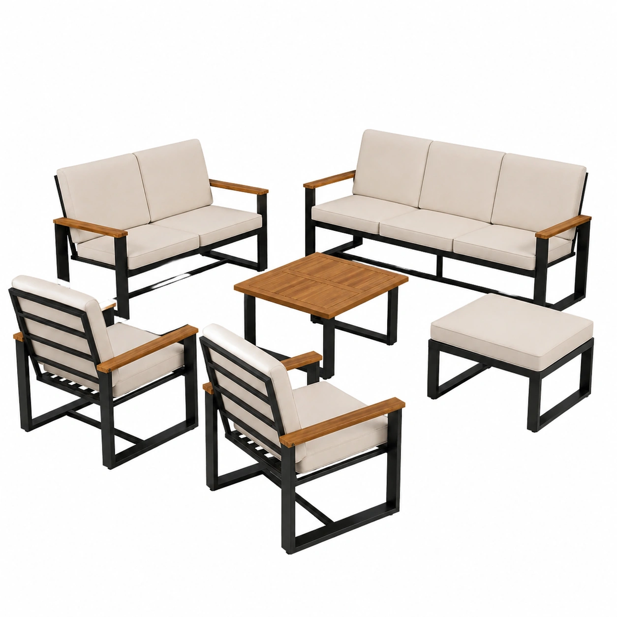 Ensemble de Mobilier de Jardin en Acacia pour 7 Personnes-Elmnord