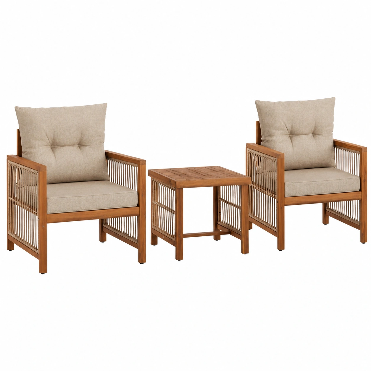 Ensemble de Jardin avec Fauteuils et Table Basse, Coussins Épais Inclus-Elmnord