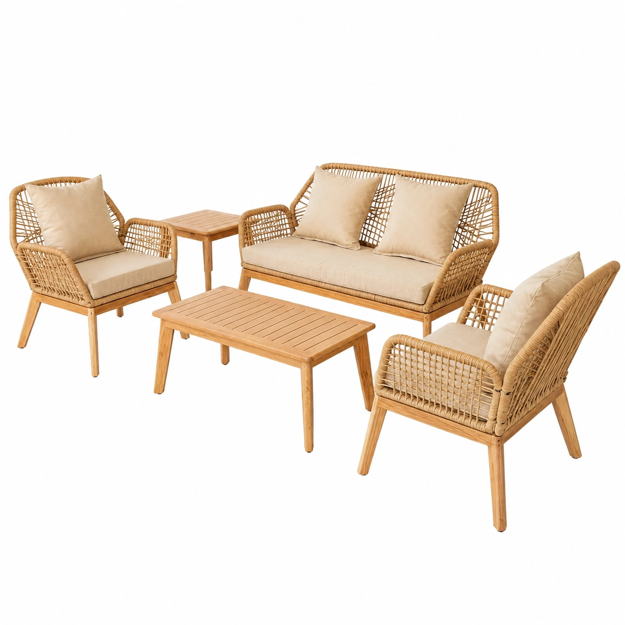 Ensemble de jardin 4 places avec coussins confortables-Elmnord
